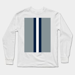 Retro American Football Stripes Dallas Silver, Navy, White Long Sleeve T-Shirt